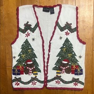 Vintage In Resource Festive Holiday Bear Sweater Vest Size M Ugly Christmas